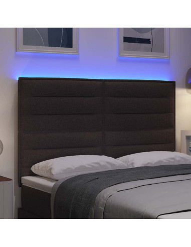 Testiera LED con testiera Marrone Scuro 144 cm Poliestere