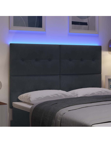 Testiera LED con luci a strisce a LED Grigio 160 cm Poliestere