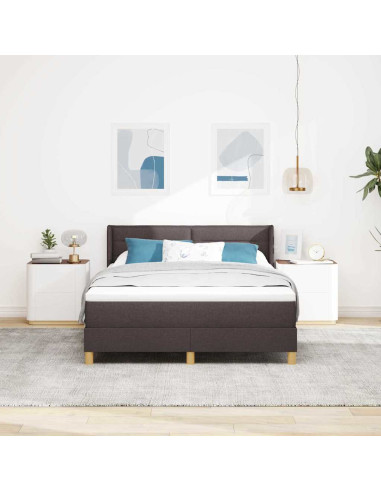 Letto a molle con materasso Marrone Scuro 190 x 140 cm Tessuto