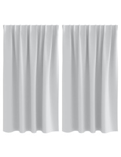 Tende Blackout con Anelli 2 pcs Grigio Chiaro 140 x 140 cm 2