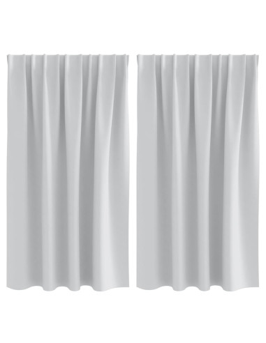 Tende Blackout con Anelli 2 pcs Grigio Chiaro 140 x 140 cm