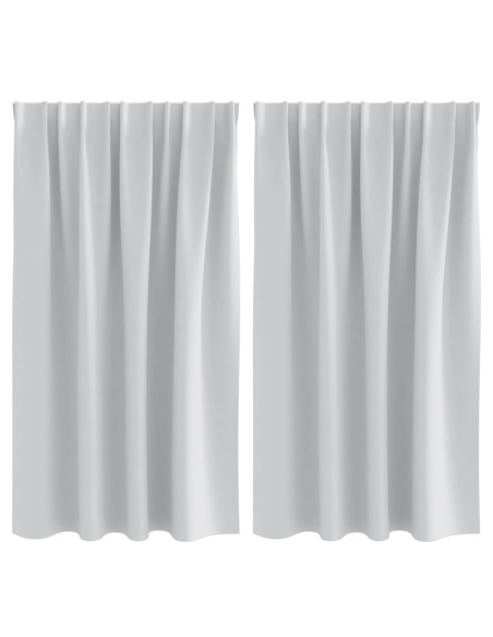 Tende Blackout con Anelli 2 pcs Grigio Chiaro 140 x 140 cm