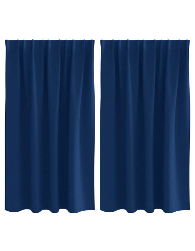 Tende Blackout con Anelli 2 pcs Blu Scuro 140 x 140 cm
