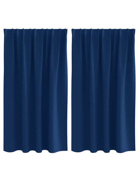Tende Blackout con Anelli 2 pcs Blu Scuro 140 x 140 cm
