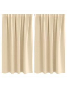 Tende Blackout con Anelli 2 pcs Crema 140 x 140 cm Poliestere 2