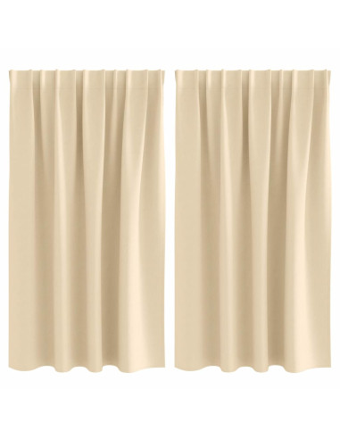 Tende Blackout con Anelli 2 pcs Crema 140 x 140 cm Poliestere