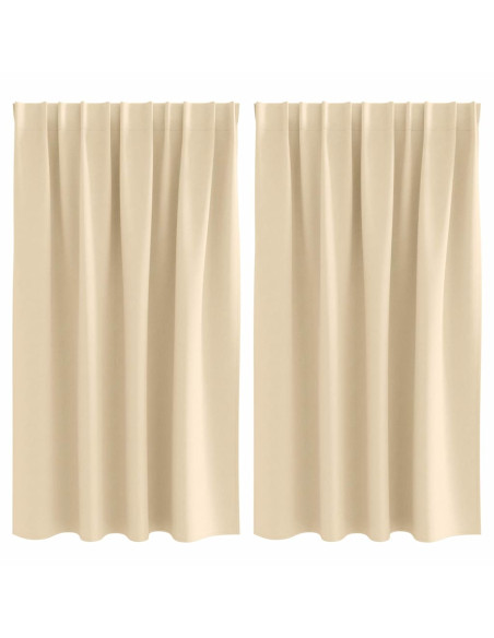 Tende Blackout con Anelli 2 pcs Crema 140 x 140 cm Poliestere