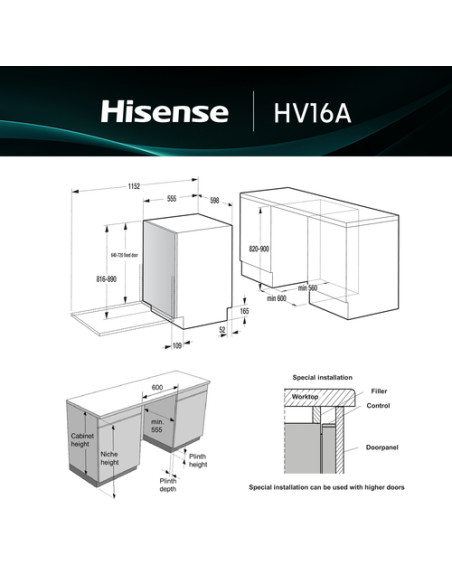 Hisense HV16A A scomparsa totale 16 coperti