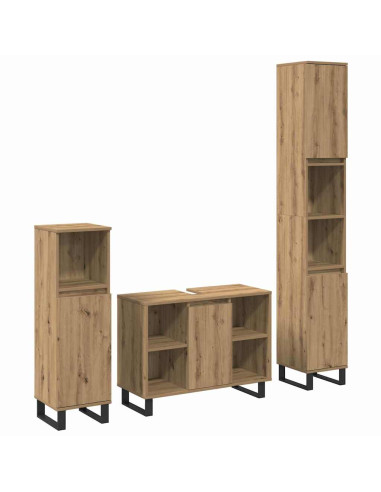 Set di mobili per il bagno 3 pcs Marrone Legno multistrato
