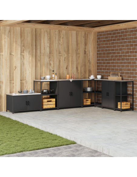 Stoccaggio in cucina con porta Nero 60 x 50 x 92 cm Acciaio