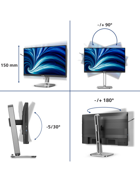 Philips Serie 4000 24B2N4200/00 Monitor PC 60,5 cm (23.8") 1920 x 1080 Pixel Full HD LCD Grigio