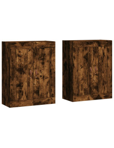Armadietti a Parete 2 pz Rovere Fumo in Legno Multistrato 2