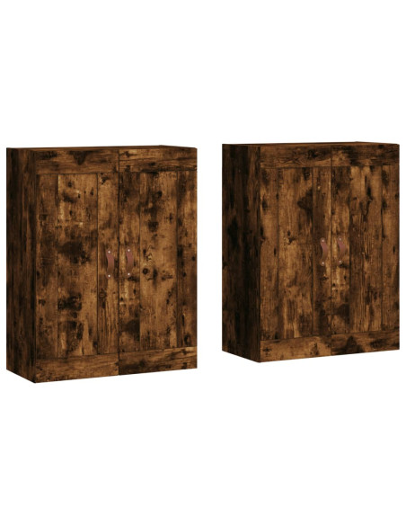 Armadietti a Parete 2 pz Rovere Fumo in Legno Multistrato