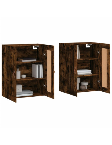 Armadietti a Parete 2 pz Rovere Fumo in Legno Multistrato