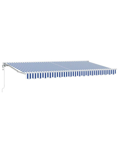 Tenda Retrattile Blu e Bianco 350 x 200 cm Poliestere e Metallo