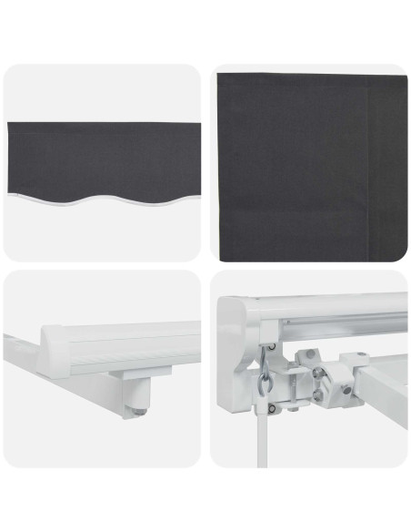 Tenda Retrattile Antracite 400 x 200 cm Poliestere e Alluminio