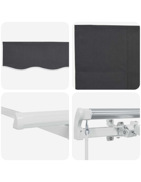 Tenda Retrattile Antracite 400 x 200 cm Poliestere e Alluminio