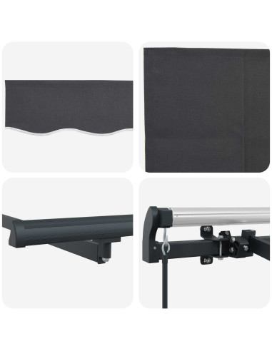 Tenda Retrattile Antracite 400 x 200 cm Poliestere e Alluminio