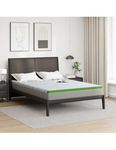 Topper per materasso Bianco e Verde 140 x 200 cm