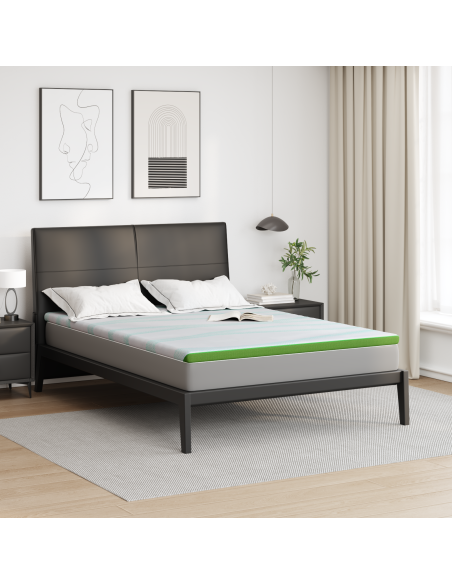 Topper per materasso Bianco e Verde 160 x 200 cm