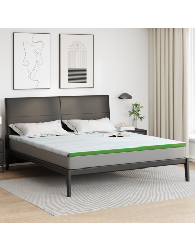 Topper per materasso Bianco e Verde 180 x 200 cm