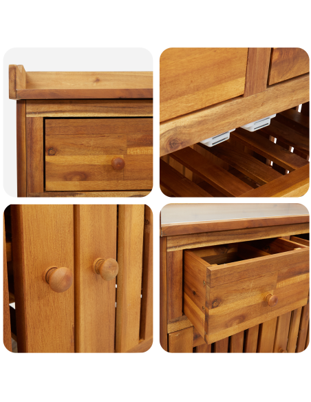 Mobiletto da Giardino con cassetto Naturale 78 x 36,5 x 78cm