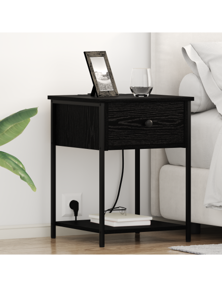 Armadio da Notte con cassetto 2 pcs Rovere Nero 42 x 41 x 56 cm