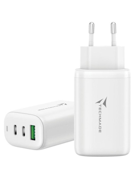CARICA BATTERIA RAPIDO GAN 3P (2USB -C+1 USB-A) 65WATT BIANCO
