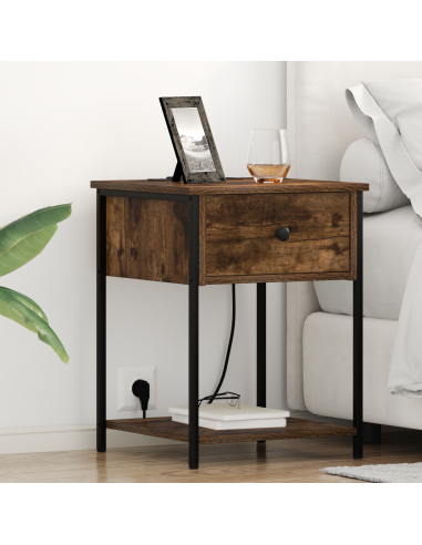 Armadio da Notte con cassetto 2 pcs Rovere fumé 42 x 41 x 56 cm