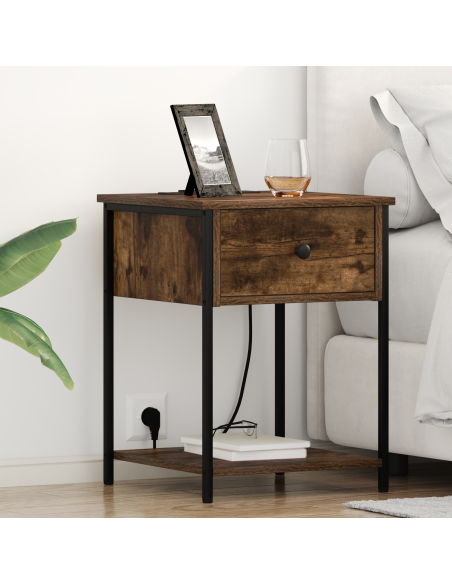 Armadio da Notte con cassetto 2 pcs Rovere fumé 42 x 41 x 56 cm