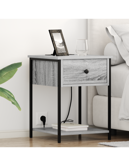 Armadio da Notte con cassetto Grigio Sonoma 42 x 41 x 56 cm