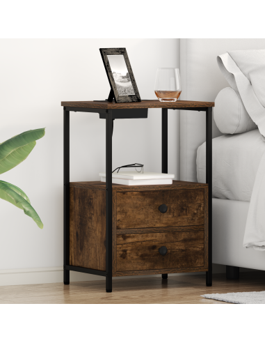 Armadio da Notte con cassetto 2 pcs Rovere fumé 40 x 31 x 60 cm