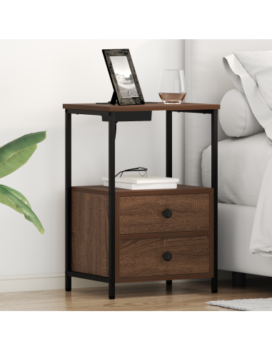 Armadio da Notte con cassetto Rovere Marrone 40 x 31 x 60 cm