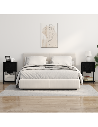 Armadio da Notte Rovere Nero 38 x 31 x 61 cm Legno multistrato