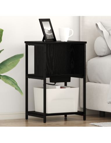 Armadio da Notte 2 pcs Rovere Nero 38 x 31 x 61 cm