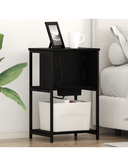 Armadio da Notte 2 pcs Rovere Nero 38 x 31 x 61 cm