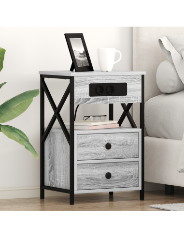 Armadio da Notte 2 pcs Grigio Sonoma 40 x 31 x 60 cm
