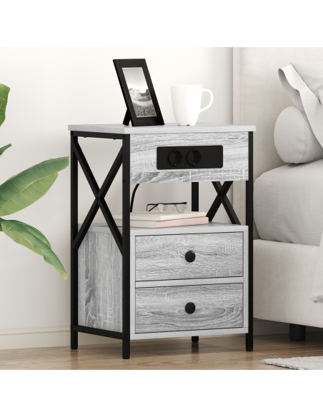 Armadio da Notte 2 pcs Grigio Sonoma 40 x 31 x 60 cm
