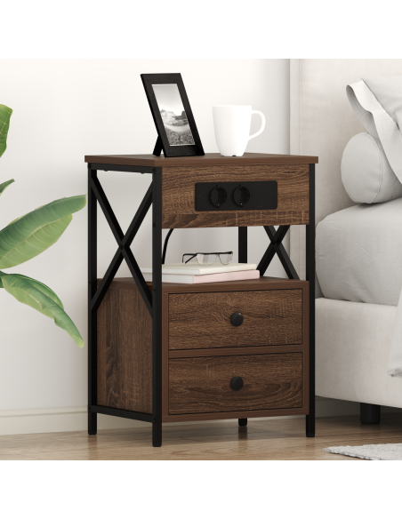 Armadio da Notte con cassetto Rovere Marrone 40 x 31 x 60 cm