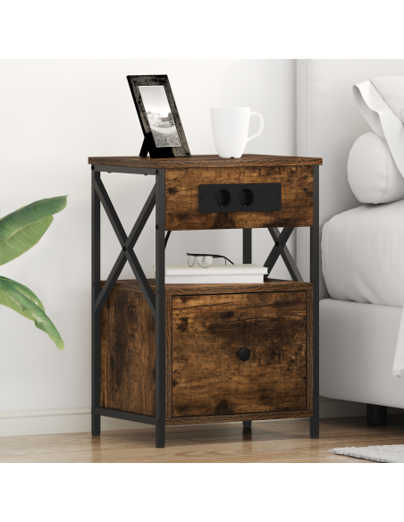 Armadio da Notte con cassetto 2 pcs Rovere fumé 40 x 31 x 60 cm