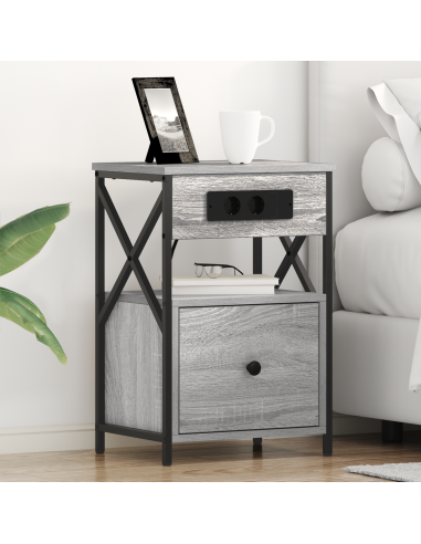 Armadio da Notte con cassetto Grigio Sonoma 40 x 31 x 60 cm