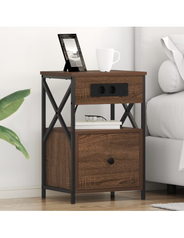 Armadio da Notte con cassetto Rovere Marrone 40 x 31 x 60 cm