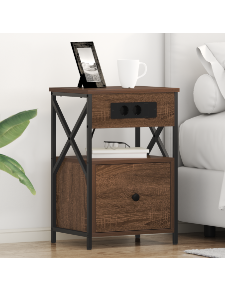 Armadio da Notte con cassetto Rovere Marrone 40 x 31 x 60 cm