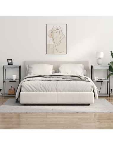 Armadio da Notte con lo scaffale Grigio Sonoma 41 x 31 x 76 cm