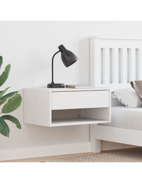 Comodino 2 pcs Bianco 50 x 32,5 x 24 cm Legno di pino massello