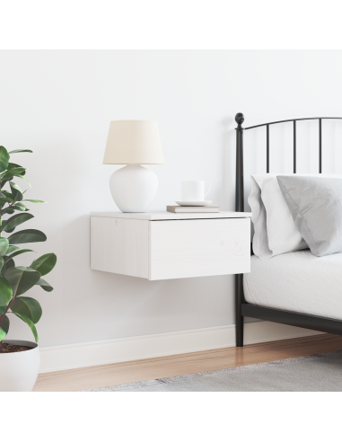 Comodino Bianco 37 x 35 x 18,5 cm Legno di pino massello