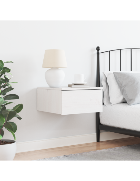 Comodino Bianco 37 x 35 x 18,5 cm Legno di pino massello