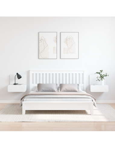 Comodino 2 pcs Bianco 44 x 32,5 x 40 cm Legno di pino massello