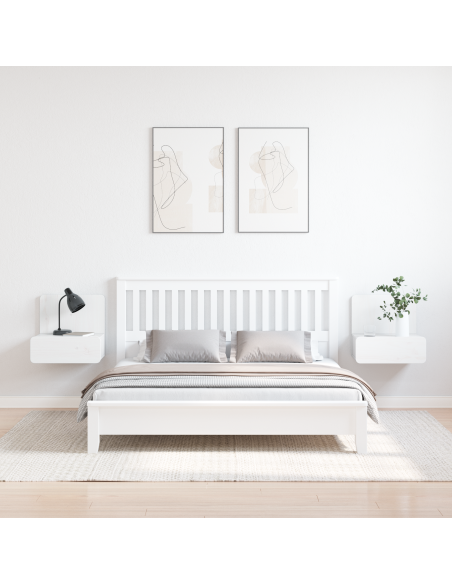 Comodino 2 pcs Bianco 44 x 32,5 x 40 cm Legno di pino massello