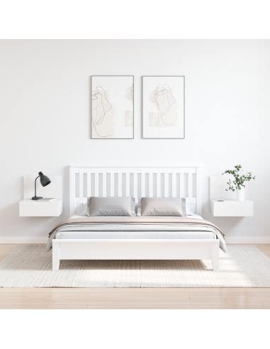 Comodino 2 pcs Bianco 42 x 32,5 x 40 cm Legno di pino massello